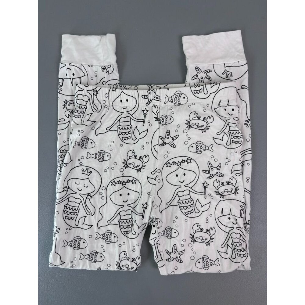 Caden Lane girls youth 7/8 black‎ white mermaid sea life snug fit pajama pants